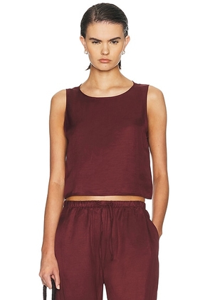 LESET Daniel Crop Sleeveless Crew Neck Top in Pinot - Burgundy. Size S (also in XS, L).