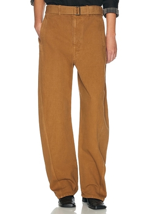 Lemaire Twisted Belted Pant in Tobacco - Brown. Size XL (also in XS, S, M, L).