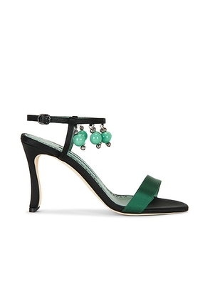 Manolo Blahnik Kasasan 90 Sandal in Dark Green & Black - Green. Size 38 (also in 36, 37, 37.5, 38.5, 39, 40).