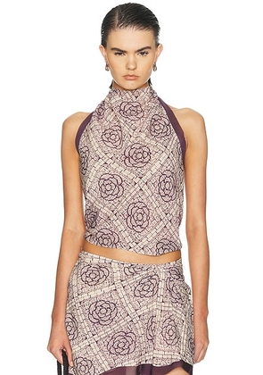 SIR. Mireli Halter Tie Top in Rose Parquet - Mauve. Size M/L (also in XS/S).