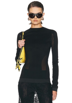 THE ATTICO Ponte Jersey Top in Black - Black. Size 36 (also in 38, 40, 42).