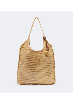 Miu Miu Ivy crochet raffia tote bag