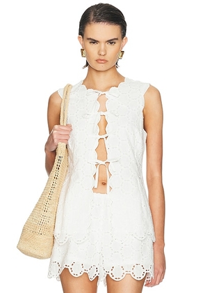 SIMONMILLER Delilah Eyelet Tie Top in Macadamia - White. Size M (also in XS, S).
