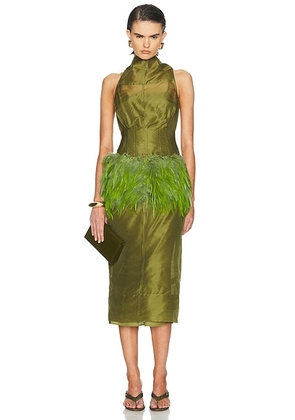Staud Bisou Silk Dress in Pear - Green. Size 4 (also in 0, 2, 6, 8).