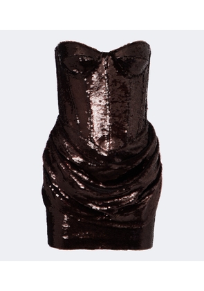 The New Arrivals Ilkyaz Ozel Sequined draped corset dress