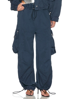 THE ATTICO Utility Balloon Pant in Washed Blue - Navy. Size 44 (also in 38, 40, 42).
