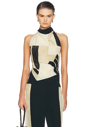 SIR. Sona Halter Tie Top in Geo Scape - Black. Size XS/S (also in M/L).