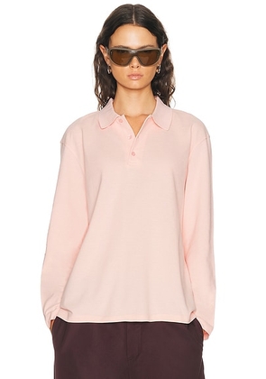 FLORE FLORE Diana Polo Top in Bloom - Pink. Size S (also in XS, M, L).