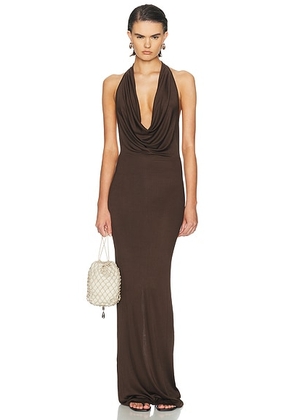Eterne Gisele Maxi Dress in Bark - Chocolate. Size XS (also in S, M, L).