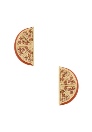 Sydney Evan Orange Slice Stud Earrings in Gold & Orange - Orange. Size all.