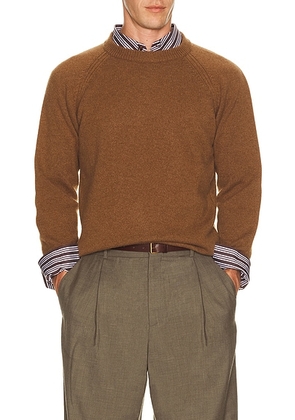 Saint Laurent Cashmere Raglan Sleeve Crewneck Sweater in Brun - Brown. Size M (also in S, L, XL/1X).