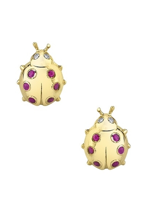 Sydney Evan Small Ladybug Stud Earrings in Gold - Metallic Gold. Size all.