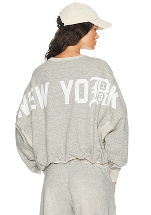 R13 New York Balloon Crewneck Sweatshirt in Heather Grey & Oatmeal - Grey. Size L (also in XS, S, M).
