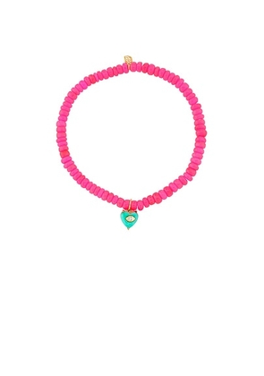 Sydney Evan Marquise Bezel Heart Charm Bracelet in Hot Pink Ethiopian Opal - Pink. Size all.
