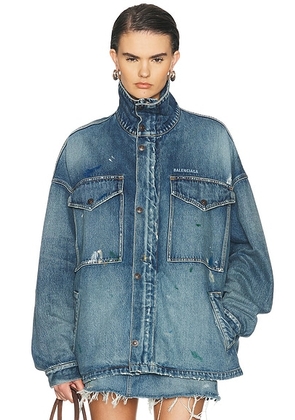 Balenciaga Denim Parka in Stained Blue - Blue. Size 36 (also in ).
