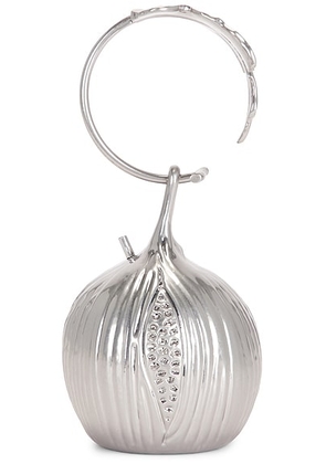 Cult Gaia Fico Pomegranate Wristlet Bag in Antique Silver - Metallic Silver. Size all.