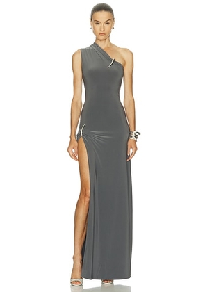 Grace Ling Claw One Shoulder Dress in Grey - Grey. Size L (also in XS, S, M).