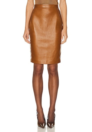 Saint Laurent Leather Skirt in Marron Glace - Cognac. Size 38 (also in ).