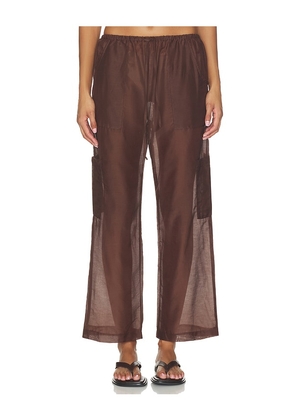 DONNI. The Silk Cotton Sheer Cargo Pant in Brown. Size XS. Also in S, M, L, XL.