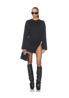 THE ATTICO Drape Slit Mini Dress in Black. Size 38. Also in 40, 42.