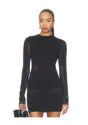 THE ATTICO Ponte Jersey Top in Black. Size 36. Also in 38, 40, 42.