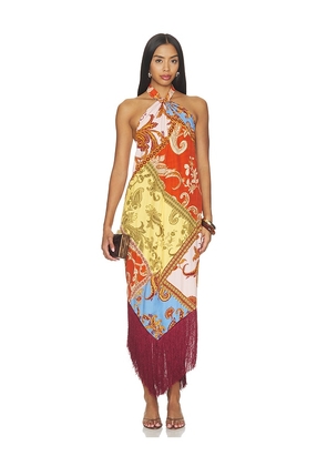 HEMANT AND NANDITA Tie Sash Long Dress in Multi. Size S. Also in XXS, XS, M, L, XL.