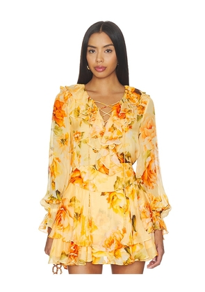 HEMANT AND NANDITA Ruffle Top in Yellow. Size S. Also in XXS, XS, M, L, XL.