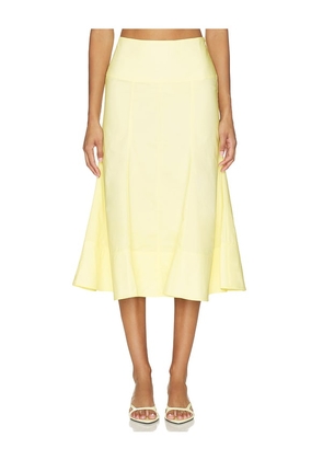 Camila Coelho Nara Midi Skirt in Yellow. Size XXS. Also in XS, S, M, L, XL.