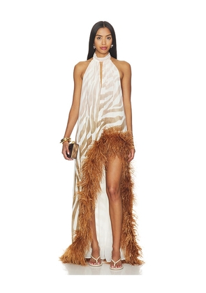 Bronx Banco Madeline Zebra Halterneck Gown in Multi. Size XS. Also in S, M, XL.