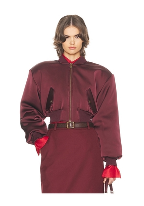 Helsa The Satin Puff Bomber in Purple. Size XS. Also in XXS.