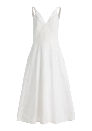 Róhe Twisted-Shoulder Cotton-Blend Midi Dress - Moda Operandi