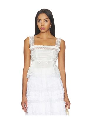 Ganni Cotton Voile Lace Slip Top in White. Size 34. Also in 36, 38, 40.