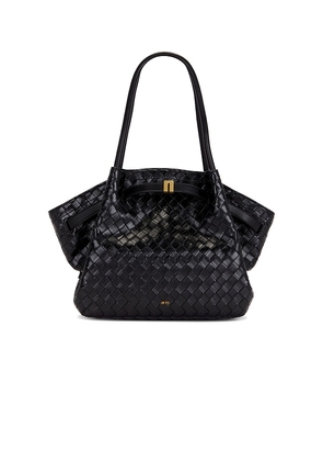 JW PEI Hana Medium Weave Texture Tote Bag in Black.