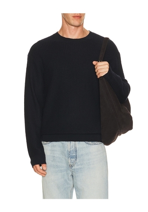 FRAME Textured Crewneck Sweater in Blue. Size S. Also in M, L, XL/1X, XXL/2X.
