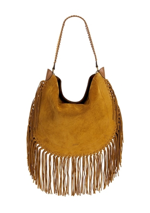 Isabel Marant Oskan Hobo Soft Zip With Fringe in Brown.