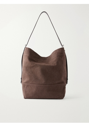 LEMAIRE - Belted Leather-trimmed Canvas Tote - Brown - One size