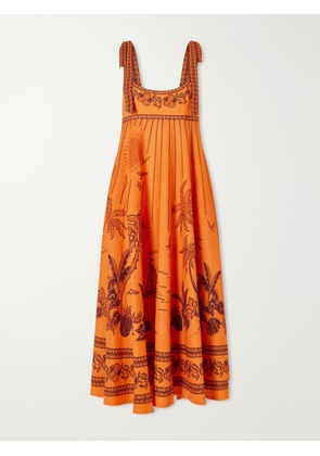 ALÉMAIS - Boathouse Ballet Printed Linen Midi Dress - Orange - UK 6,UK 8,UK 10,UK 12,UK 14