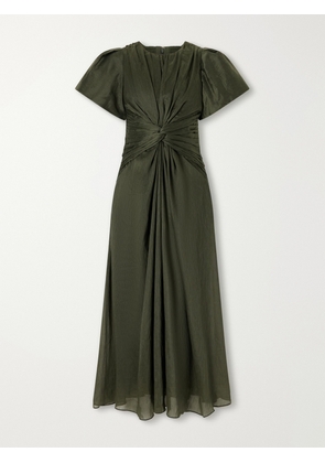 Aje - Movement Gathered Lyocell And Linen-blend Midi Dress - Green - UK 4,UK 6,UK 8,UK 10,UK 12,UK 14