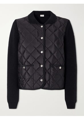 Moncler - Ribbed Wool-trimmed Quilted Shell Down Cardigan - Black - xx small,x small,small,medium,large,x large,xx large
