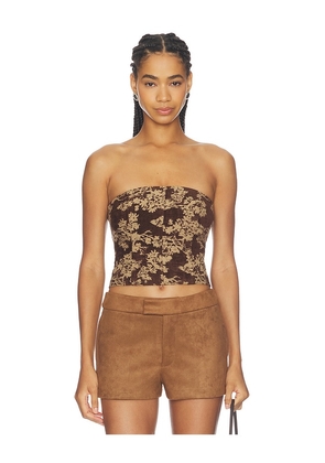 L'AGENCE Paulette Strapless Corset Top in Brown. Size 2. Also in 0, 4, 6, 8, 10.