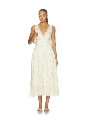 LPA Everly Midi Dress in Cream. Size XXS. Also in XS, S, M, L, XL.