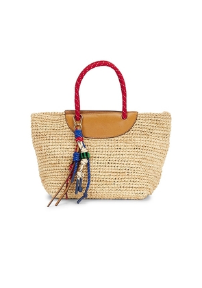 Madewell Raffia Mini Tote Bag in Tan.