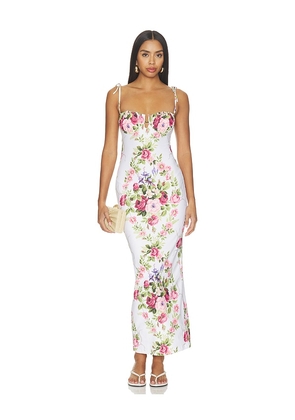 Montce Petal Long Slip Dress in White. Size XS. Also in S, M, L.