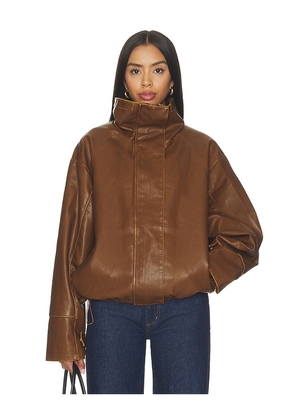 LIONESS Shoreline Funnel Jacket in Brown. Size XXS. Also in XS, S, M, L, XL.