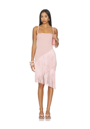 Lovers and Friends Denisse Asymmetrical Layered Fringe Dress in Pink. Size XXS. Also in XS, S, M, L, XL.