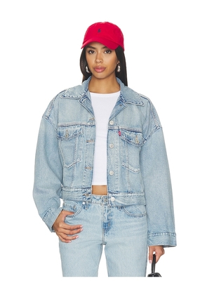 LEVI'S Loose Crop Trucker Jacket in Blue. Size XS. Also in S, M, L, XL.