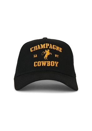 The Laundry Room Champagne Cowboy Trucker Hat in Black.