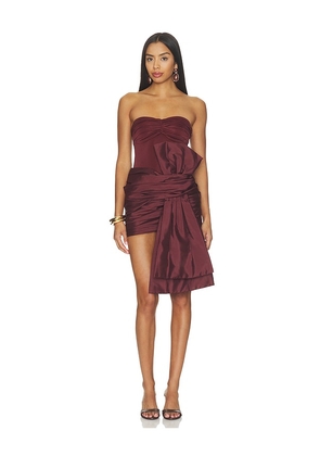 PatBO Taffeta Tarsila Bow Mini Dress in Brown. Size 0. Also in 2, 4, 6, 8, 10, 12.