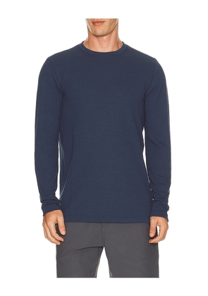 TravisMathew Cloud Waffle Crew Long Sleeve Tee in Blue. Size S. Also in M, L, XL/1X.