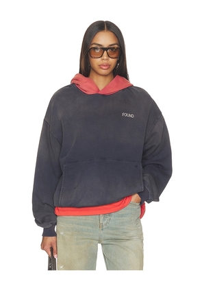 Found Distressed Logo Hoodie in Navy. Size XS. Also in S, M, L, XL.